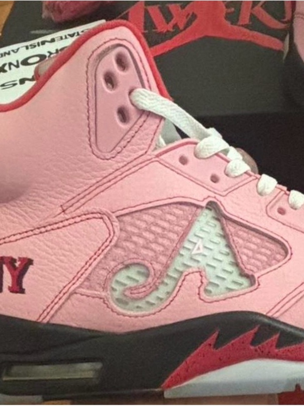 Pink High-Top Sneaker with Red Accents - Picture 3 of 6